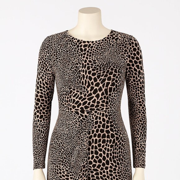 Alfani Animal Print Long Sleeve Midi Dress - Size Large (#388) - Picture 1 of 3